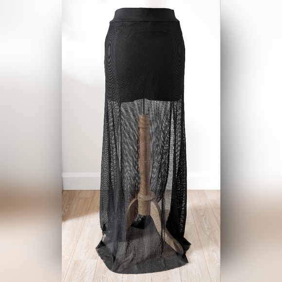 Killstar Paragon fishnet thigh-high slit maxi skirt MEDIUM - Picture 5 of 6